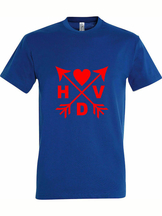 Tricou Unisex " HVD Logo, Happy Valentines Day ", Albastru regal