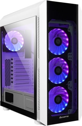 Chieftec Scorpion III Геймърско бюро Midi Tower Компютърна кутия със страничен прозорец и RGB осветление Бяло издание