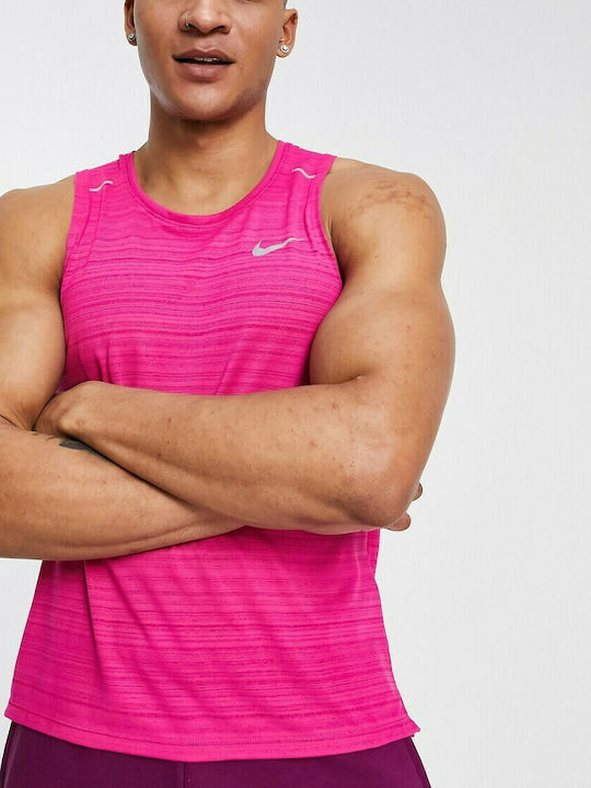Nike Running Miler Ανδρική Μπλούζα Dri-Fit Αμάνικη Φούξια