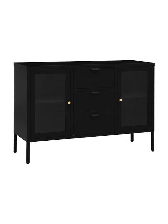 Metallic Buffet with Drawers Μαύρο L105xW35xH70cm