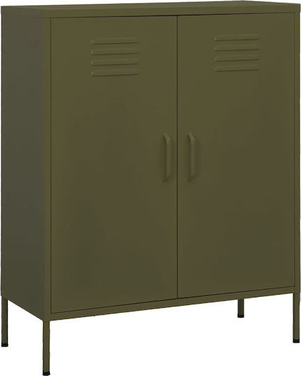 vidaXL Büroaufbewahrungsschublade und -schrank Metall Grün Oliv 80x35x101.5cm