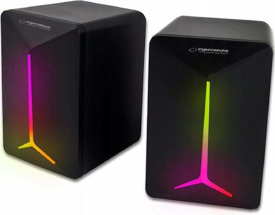 Esperanza EGS105 Ηχεία Υπολογιστή 2.0 με RGB Φωτισμό και Ισχύ 2.5W Μαύρα