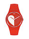 Swatch Half <3 White Watch with Red Rubber Strap