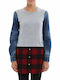 Winter Women's Cotton Blouse Long Sleeve Gray