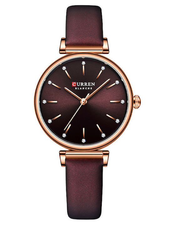 Curren Damen Uhr mit Burgundisch Lederarmband