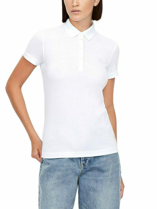 Armani Exchange Women's Polo Blouse Short Sleeve White