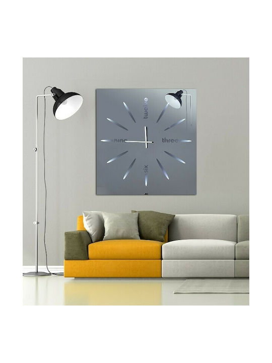 Ploumatos Wall Clock Mirror Silver 105x105cm