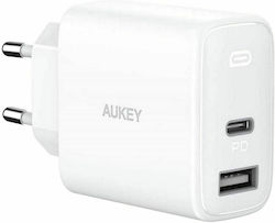 Aukey Зарядно без кабел с USB-A порт и USB-C по...