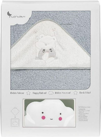Interbaby Baby Bademäntel & Kapuzenhandtücher Set Swing Grau 100x100cm