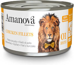 Amanova Natural & Tasty Broth Nasses Katzenfutter für Katze in Dose mit Huhn 70gr 30-180