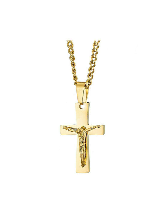 Men's Cross Pendant with 316L Stainless Steel Chain in Gold Color / VERORAMA / ST-ART01253G1