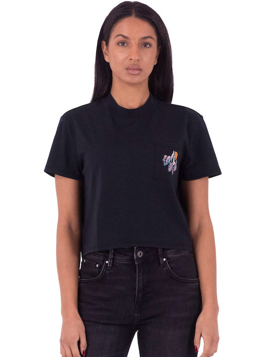 Volcom pentru Femei Crop Top cu Mâneci Scurte Negru