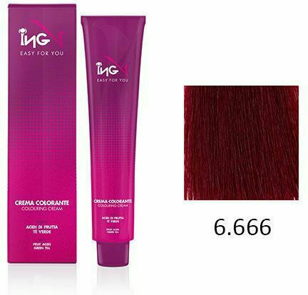ING Colouring Cream With Fruit Acids Green Tea Βαφή Μαλλιών 6.666 Ξανθό Σκούρο Κερασί 100ml