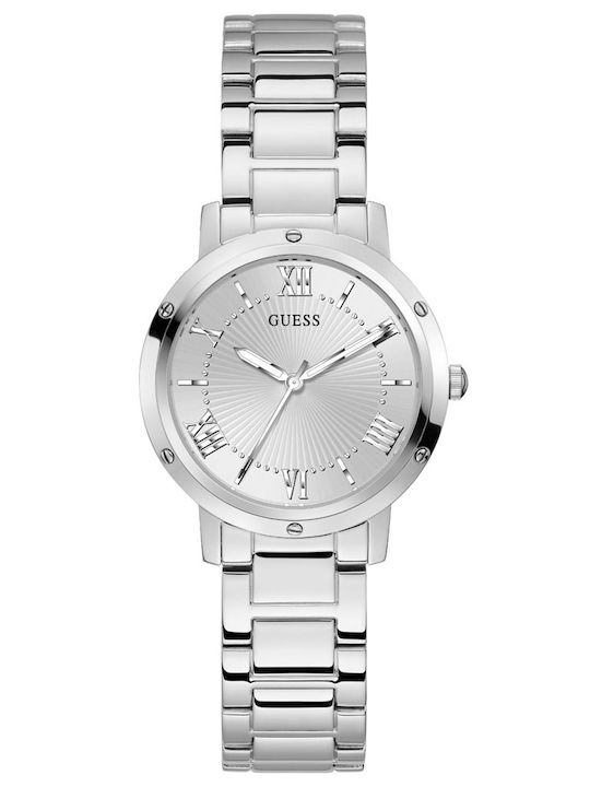 Guess Γυναικείο Ρολόι 34mm Μπαταρίας με Ασημί Μ...