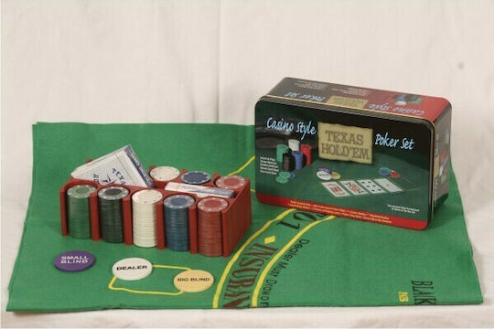 Set 200 Poker Chips in Metallic Box 198Μ105