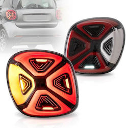Πίσω Φανάρια Led Smart ForTwo C453 A453 / ForFour W453 2014-2019 Κόκκινο/Διαφανές/Μαύρο 14-19 2τμχ