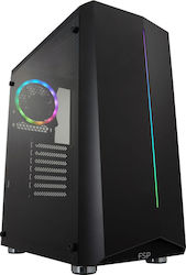 FSP/Fortron CMT151 Jocuri Turnul Midi Cutie de calculator cu fereastră laterală și iluminare RGB Negru