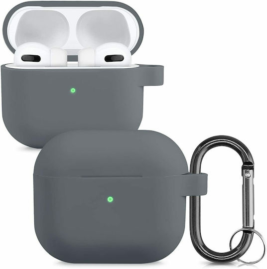 KWmobile Hülle Silikon mit Haken in Gray Farbe für Apple AirPods 3