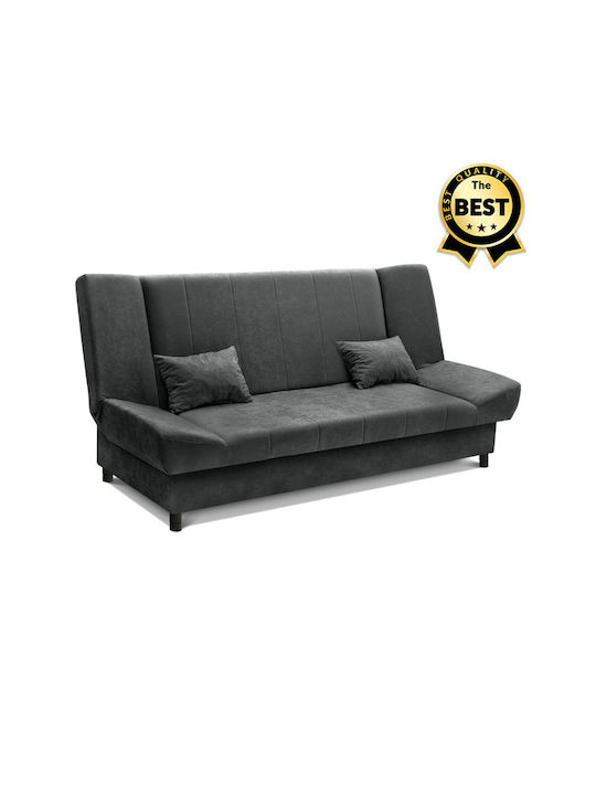Tiko Plus Three-Seater Fabric Sofa Bed with Storage Space Dark Gray 200x90cm