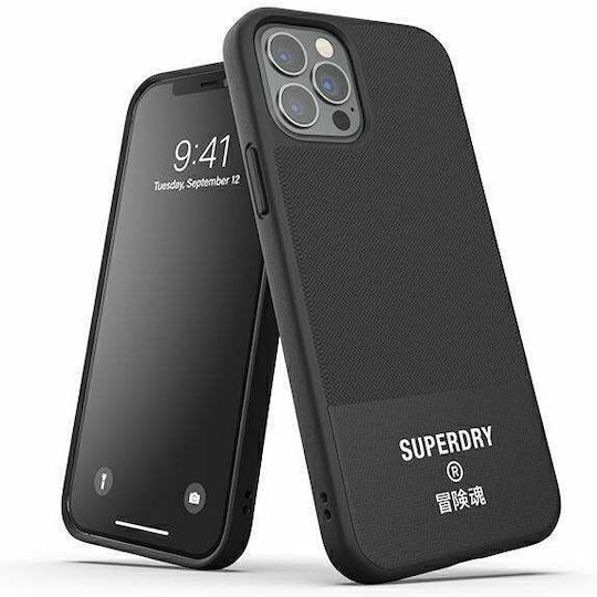 Superdry Molded Canvas Umschlag Rückseite Silikon / Stoff Schwarz (iPhone 12 Pro Max)