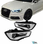 Depo Μπροστινά Φανάρια Led για Audi A3 8V Μαύρα 2012-2016 2τμχ