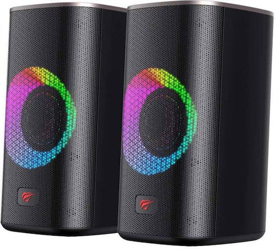 Havit SK212 Ηχεία Υπολογιστή 2.0 με RGB Φωτισμό και Bluetooth Ισχύος 5W σε Μαύρο Χρώμα
