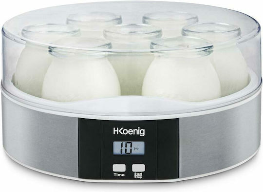 HKoenig Yogurt Maker with Jars and Digital Display 200ml Silver 15W