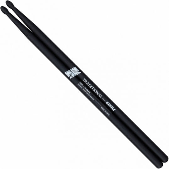 Tama Hickory Drumsticks Drums Traditional Series 5B with Tip Shape Oval in Black Color