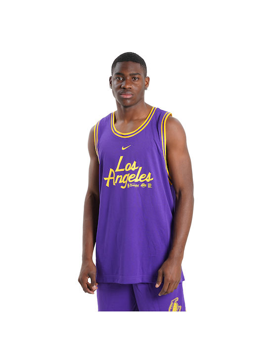 Nike NBA Los Angeles Lakers Ανδρική Μπλούζα Dri-Fit Αμάνικη Field Purple / Amarillo
