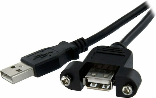 StarTech USB 2.0 Panel Mount USB-A male - USB-A male Μαύρο 0.3m (USBPNLAFAM1)