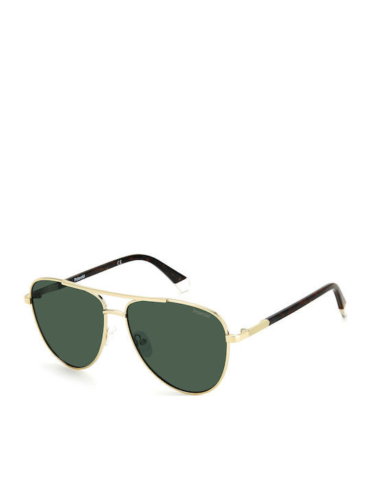 Polaroid Men's Sunglasses with Gold Metal Frame and Green Polarized Lens PLD4126/S J5G/UC