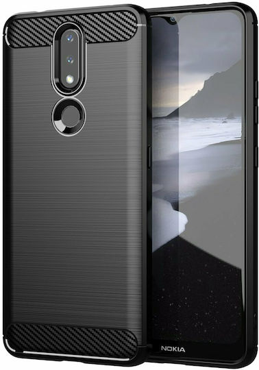 Hurtel Carbon Back Cover Σιλικόνης Μαύρο (Nokia 2.4)