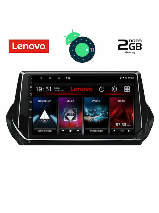 Lenovo Sistem Audio Auto pentru Peugeot 208 / 2008 Audi A7 2021+ (Bluetooth/USB/AUX/WiFi/GPS/Apple-Carplay/Partitură) cu Ecran Tactil 9"