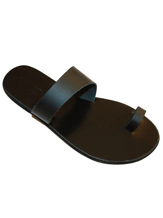 Women's leather sandals in black color