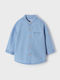 Kids One Color Shirt Long Sleeve Denim Light Blue