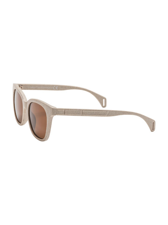 Mare Ochelari de soare cu Beige Honey Din plastic Rame și Maro Polarizate Lentilă 05-3308-2