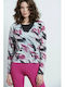 BodyTalk Women's Athletic Blouse Long Sleeve with V Neckline Multicolour