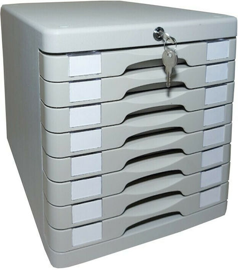 GK Plastic Desktop Drawer 8 Number of Spit With Lock 36x28x28.5cm Gray