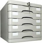 Plastic Desktop Drawer 5 Number of Spit With Lock 36x28x28.5cm Gray 3775G