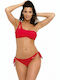 Marko Bikini Set One Shoulder Top & Slip Bottom with Laces Red