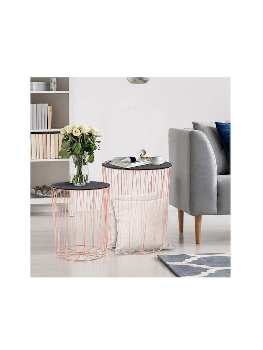 Round Metal Side Table Pink / Gold M40.7xL40.7xH49.5cm