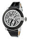 Glam Rock Women's Watch with Black Leather Strap