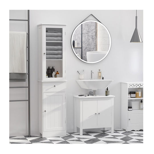 Kleankin 834-291 Floor Bathroom Column Cabinet L40xD27xH171.5cm White