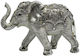 Ankor Decorativ Elefant din Polirășină în Argint 27x10x18cm 1buc