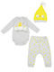 Evita Baby Bodysuit Set Long-Sleeved with Pants Gray