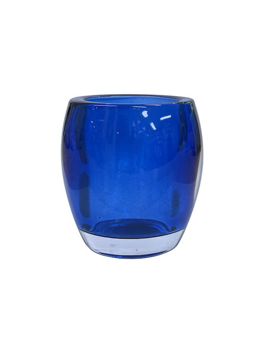 Bolsius Candle Holder suitable for Tealights Glass Blue 7.1x7.1x8.7cm 1pcs