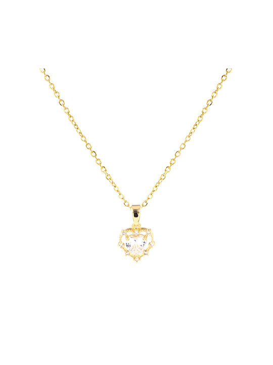 Stainless Steel Necklace with Heart Awear J adore Gold - White