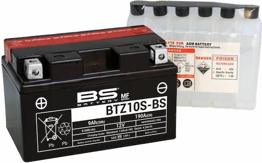 BS Closed Type Motorcycle Battery YTZ10S-BS with Capacity 9Ah
