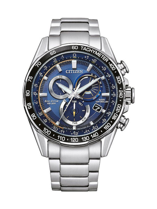 Citizen PCAT Atomic Timekeeping Watch Chronograph Eco - Drive with Silver Metal Bracelet