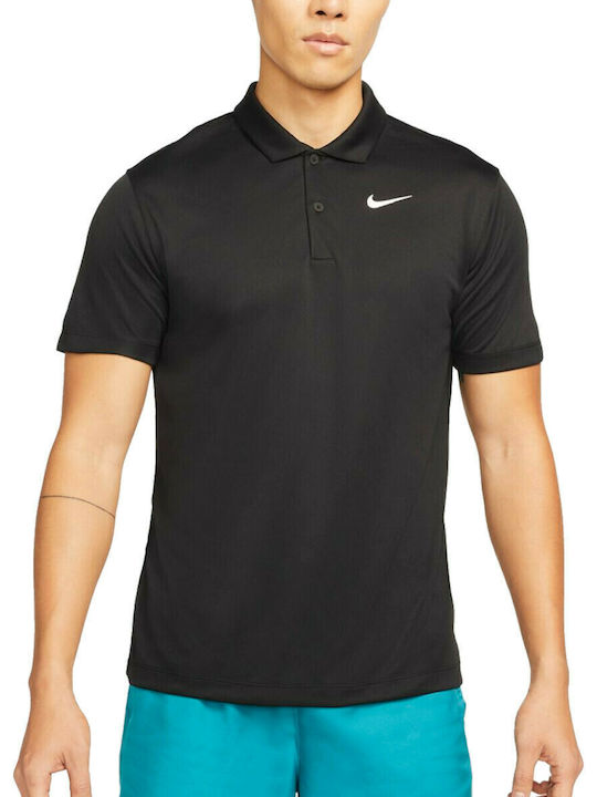Nike Nikecourt Ανδρική Μπλούζα Dri-Fit Polo Κοντομάνικη Μαύρη